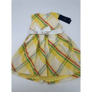 Tommy Hilfiger Girls Ribbon Dress 3T Plaid Sleeveless Multicolored NWT